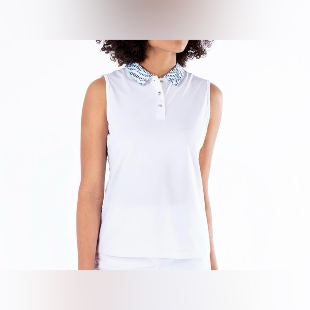 NVO sport Nivo Shayla White sleeveless GOLF Poloโ size small NWT